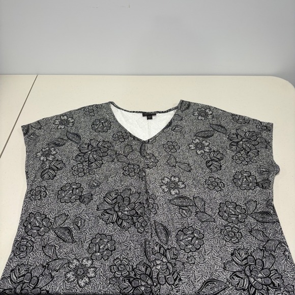 J.Jill Wearever Collection Black Floral Sheath Dress XL Beach Vacation Light - Picture 6 of 10